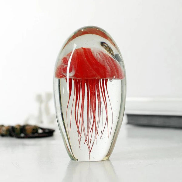 Colored Handmade Glow Glass Jellyfish Figurines Paperweight Aquarium Crystal Fengshui Home Decoration