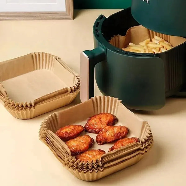 50Pcs Air Fryer Disposable Paper Non-Stick Airfryer Baking Papers Round Air-Fryer Paper Liners Paper Kitchen Accessories