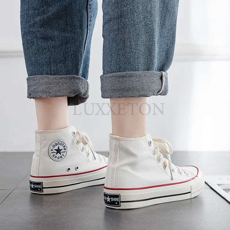 Women Canvas Shoes 2024 New High Top Student Women Fresh Color Sports Low Top Basic Casual Shoes 35-40