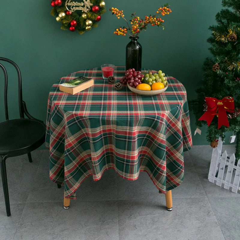 Christmas Plaid Themed Checkered Tablecloth Suitable for Holiday Parties Banquets Restaurants Kitchen Decoration Fabric American