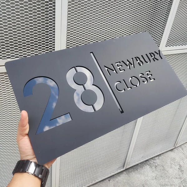 Personalized Custom 3D Door Sign Laser Cut Acrylic Mirror Text Modern Floating House Number Sign Outdoor Street Family Name Sign