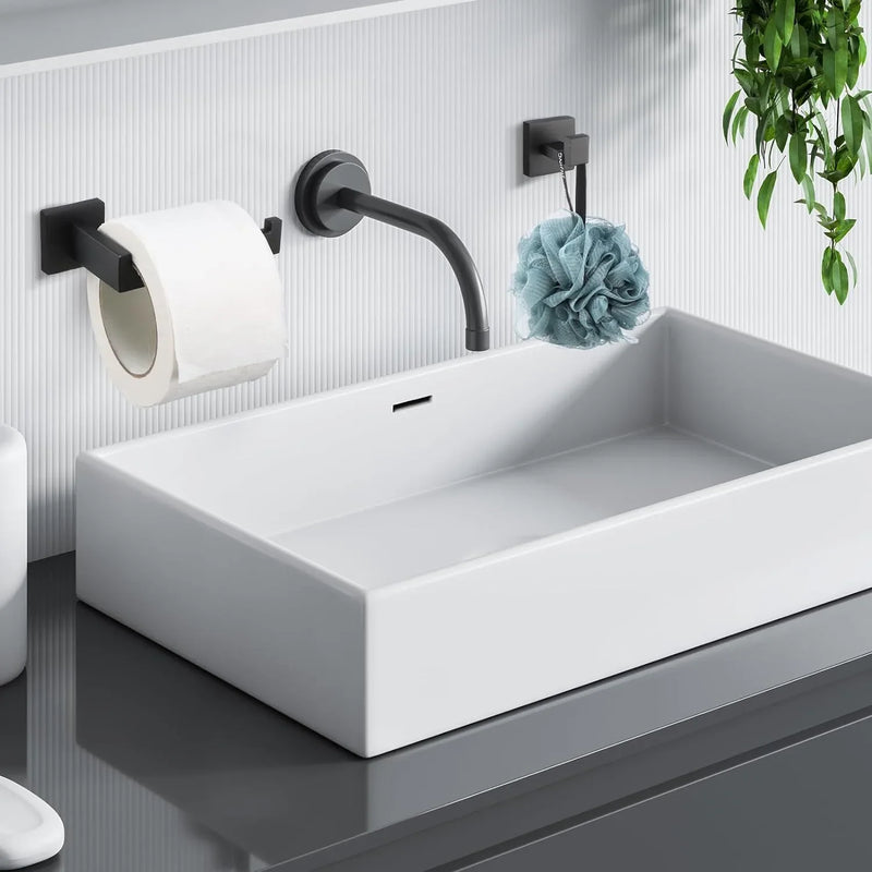 Bathroom Hardware Set Accessories Black Shelf Robe Hook Hanger Towel Rail Bar Rack Tissue Paper Holder Stainless Steel