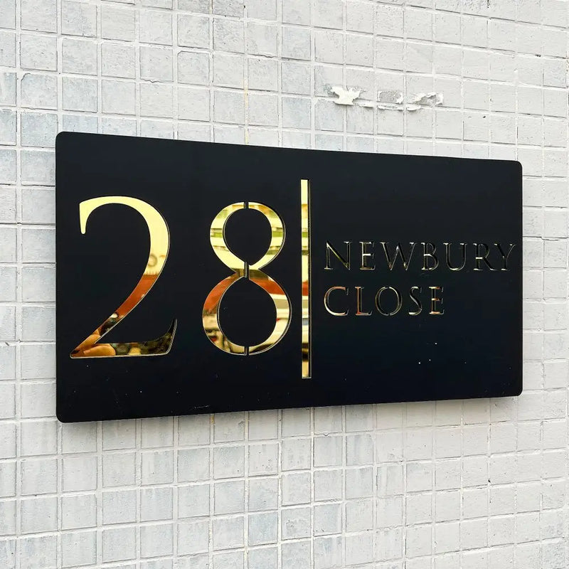 Personalized Custom 3D Door Sign Laser Cut Acrylic Mirror Text Modern Floating House Number Sign Outdoor Street Family Name Sign
